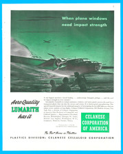 Celanese airplane cockpit windows bombers aircraft aviation print ad 1943 WWII picture