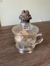 Antique Miniature Little Jewel Replaced Chimney Clear Glass Oil Lamp Finger Hold picture