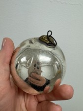 Antique Silver Glass Kugel German Christmas Ornament picture
