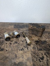 Vintage Antique Chevalier Paris Mother of Pearl Opera Binoculars In Case picture