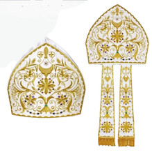 White Bishop's Mitre with Gold Embroidery 12