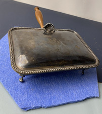 VTG Silent Butler Pan Ornate Silver-Plated Claw Footed Wooden Handle Rectangle picture