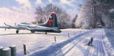 Fortress at Rest by Richard Taylor aviation art autographed by B-17 veterans picture