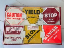 1967 Mid-Century Cocktail Coasters ABSORBEES 30 Pack NOS FUN Vintage Road Signs picture
