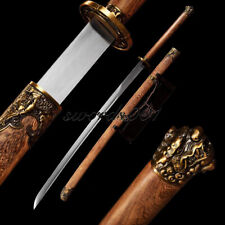 52 In Rosewood Miao Dao Broadsword Chinese Saber Carbon Steel Kung Fu Sword picture
