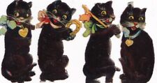 Antique Victorian Edwardian 1900' 1920's Die Cut Scrap Lot -Halloween Black Cats picture