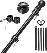 Black House Flag Pole Kit, Heavy Duty Stainless Steel 6 FT Tangle Free Flagpoles picture