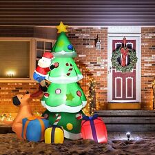 7 FT Inflatable Christmas Santa Claus Climbing Tree Chased by Dogs  Decoration picture