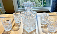 Vintage Bohemian Czech Crystal Decanter + 4 Glasses picture