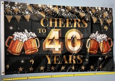Cheers To 40 Years Flag FREE USA SHIP Happy Birthday Cake Beer Party Sign 3x5’ picture