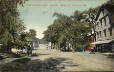 BREWER ME Odd Fellows Hall Main Street Scene c1910 Postcard picture