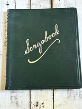 Vintage Amfile green Leatherette Scrapbook Photo Album Book Blank Pages NOS MCM picture