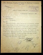 1904 Atchison Topeka Santa Fe Coast Lines Letter A.G. Wells General Mgr LA CA picture