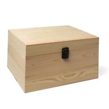 (1-Pack) 10.8x7x8x5.7-Inch Large Unfinished Wooden Box with Hinged Lid & Fron... picture