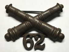 1902-1905, U.S ARMY ARTILLERY CORPS, BRONZE, 62nd FIELD ARTILLERY, COLLAR DEVICE picture