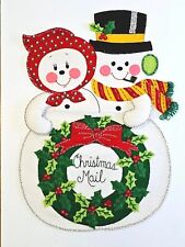 Bucilla FROSTY COUPLE Jeweled Christmas Mail Bag Felt Applique 48642 picture
