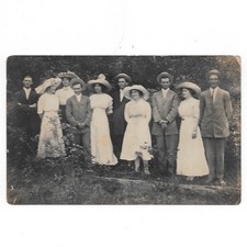 Antique Cyko RPPC Real Photo Postcard Early 1900s Men Women Hats Dress Suit Blur picture
