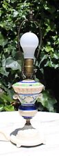 Vintage Petite Porcelain Majolica Table Lamp with Iron Base picture