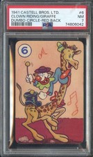 1941 CASTELL DUMBO CIRCLE RED BACK #6 CLOWN RIDING GIRAFFE PSA 7 *DS15678 picture