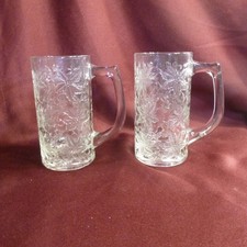 Princess House Fantasia Lot of 2 Crystal Mugs #5222 Embossed Flower - EUC picture