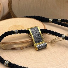 925 Silver 999 Gilding Silk Pendant May God Resurrection Prayer 3.5mm Black Cord picture