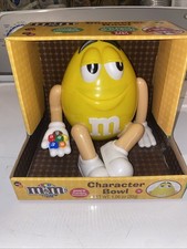 COLLECTIBLE OFFICIAL MARS M&M CHARACTER BOWL DISPENSER-YELLOW M&M CHARACTER VGC picture