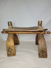 Antique Arabian Camel Saddle  Hardwood Leather Strapping And Brass Accents picture