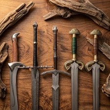 Set of 5 PCS Fantasy Replica Swords, Hand Forged Movie Inspired Collection picture