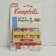 Vintage Arjon Campbells Soup Magnets Set of 4 in Wooden Crate Collector Series  picture