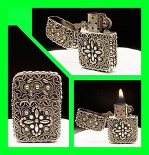 Vintage 800 Silver Ornate Handmade Heavily Embellished Zippo Insert Lighter RARE picture
