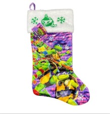 RUZ Teenage Mutant Ninja Turtles Christmas 20” Velour Stocking Purple Hangs NWT picture