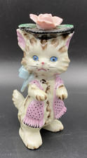 Lefton Leftoris Kitten Cat Rose Hat Anthropomorphic Figurine Mildred Japan 5