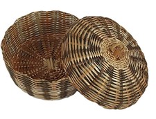 Small Woven Basket Handmade w/Lid Boho Trinket Keeper Decor picture