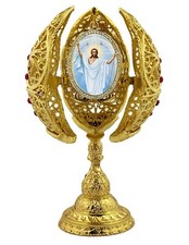 Resurrection of Christ Jesus Icon Egg Filigree Triptych Jeweled 6