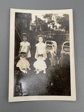 Vintage Little Girls Twins w/ Doll Baby & Stroller Original Photo 1944 picture