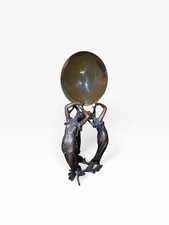 Vtg Greek Neoclassical Bronzed Maiden Three Graces Goddess Crystal Ball picture