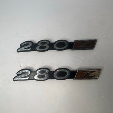 Datsun 280Z Fender Emblems Badges Set of 2 Chrome Black - Used Good picture