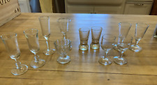 EXCELLENT VINTAGE SET OF 11 CLEAR FOOTED SHOT GLASSES picture