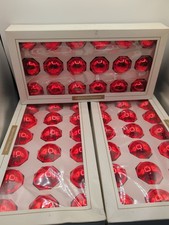 Vintage Red Glass Ornaments 54pc Bulk Set 2 Inch Christmas Tree Decor 3 Boxes picture