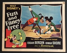 FUN AND FANCY FREE 1947 Disney Lobby Card Mickey Mouse Donald Duck Goofy RKO picture