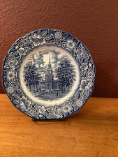 Vintage Liberty Blue Independence Hall Staffordshire 9.75” Dinner Plate picture