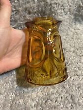 Vintage Amber Viking Glass Owl Fairy Lamp Top Only Candle Light 4.5
