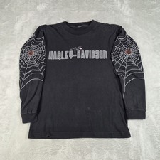 Vtg Harley Davidson Spiderweb 2004 Sleeve Hit Long Sleeve Shirt Size M Sturgis picture