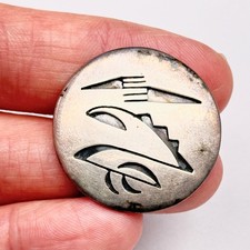 Vintage Navajo Native Roy Vandever Overlay Feather Silver Pin Brooch picture