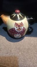 Pre-owned Hand Painted Artist Signed Milson & Louis 3 Piece Cat Teapot Cup  picture