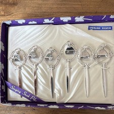 Sterling Silver Cocktail Picks Set of 6, Silver Color, Includes Storage Box picture