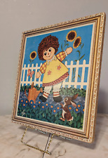 Vintage Raggedy Ann Art by 1960’s Framed Picture for Nursery or Childs Room picture