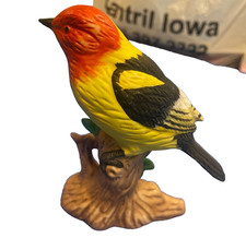Vintage Western Tanager Bird in tree Figure Ceramic Porcelain Hand Painted picture