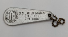 Vtg S.S. United States U.S Lines New York Key Room Fob Tag Ocean Liner Ship picture