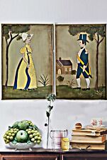 Folk Art Colonial Male And Female Pioneer Family Wall Art By Mary Coble picture
